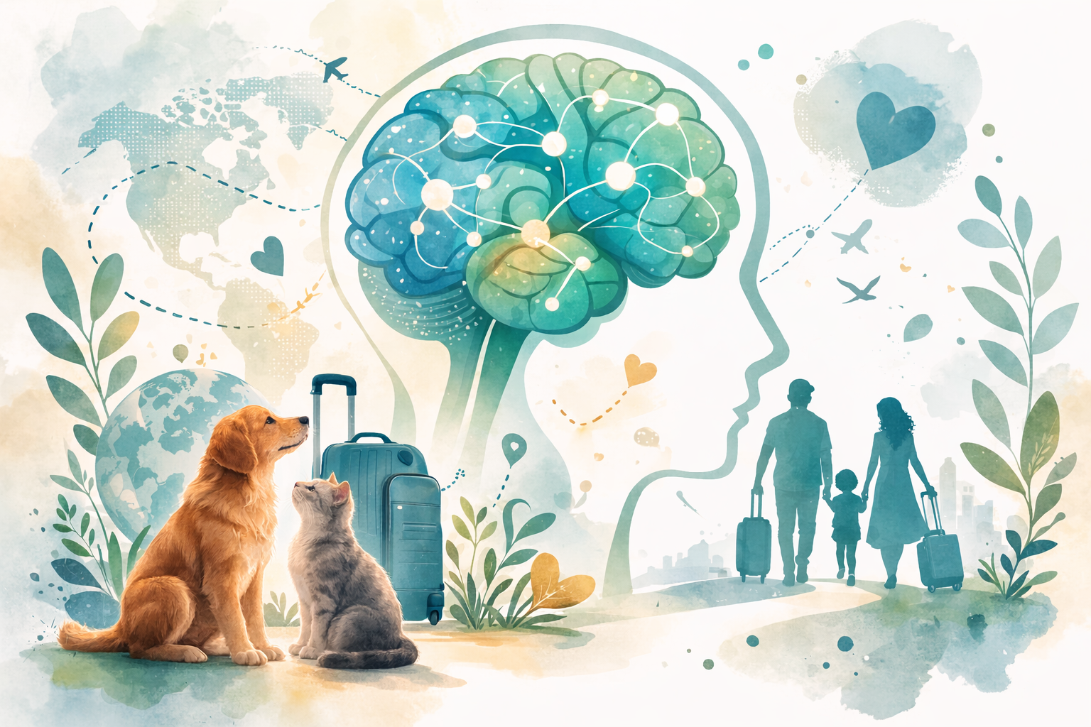 Ilustración sobre duelo migratorio y cerebro